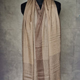 Natural Wool Pashmina Paisley Weave Stole – Burlywood Brown