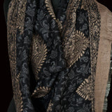 Black Kani Woven Stole – Luxury Fine Wool, Timeless Paisley Elegance
