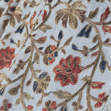 White Pashmina Fine Wool Hand-Embroidered Floral Nalki Stole