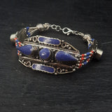 Handcrafted Tibetan Silver Vintage Lapis Lazuli  Bracelet Jewellery