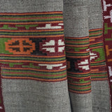Genuine Yak Wool Shawl – Grey with Colourful Kullu Border