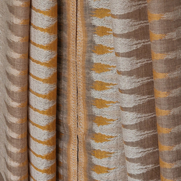 Elegant Ikat Fine Wool Pashmina Handwoven Stole - Marigold Orange - Baga Ethnik Living Default Title Accessories:Scarves & Wraps