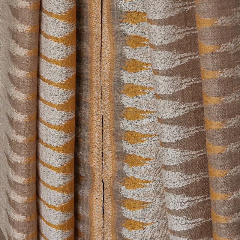 Elegant Ikat Fine Wool Pashmina Handwoven Stole - Marigold Orange - Baga Ethnik Living Default Title Accessories:Scarves & Wraps