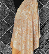 Pale Yellow Pure Wool Stole – Silver Zari Woven Style