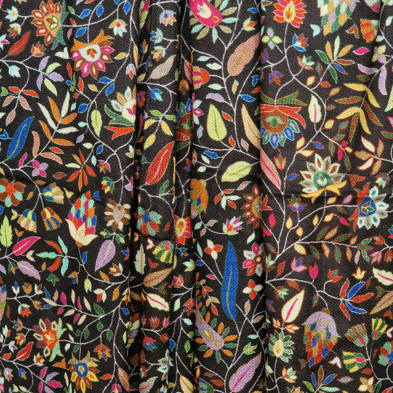 Paisley Kalamkari Black Silk Wool Stole