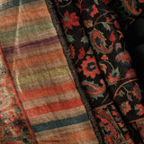 Floral Reversible Kani-Style Pashmina Wool Shawl – Black & Beige
