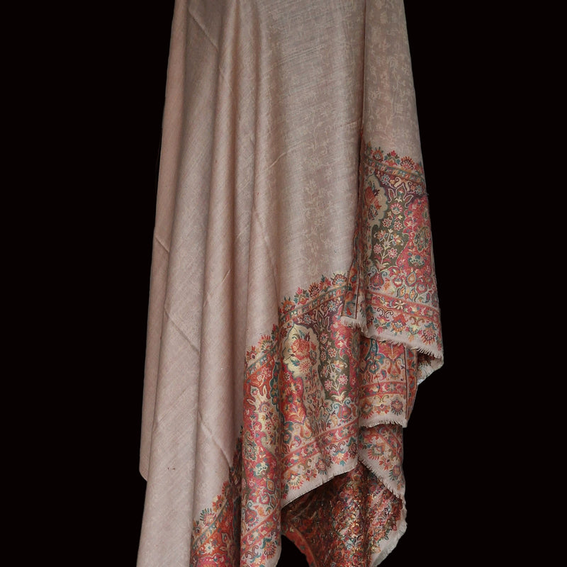 Border Zari Kani Style Weave Pure Wool Palla Shawl – Light Pink