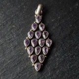 Faceted Amethyst Diamond-Shaped Pendant – 925 Sterling Silver Handmade Jewellery