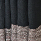 Black Yak Wool Shawl – Fine Weave, Brown Raw Border, Timeless Craft - Baga Ethnik Living Default Title Accessories:Scarves & Wraps