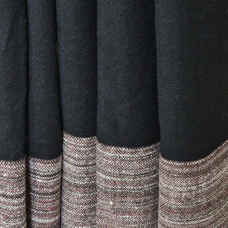 Black Yak Wool Shawl – Fine Weave, Brown Raw Border, Timeless Craft - Baga Ethnik Living Default Title Accessories:Scarves & Wraps