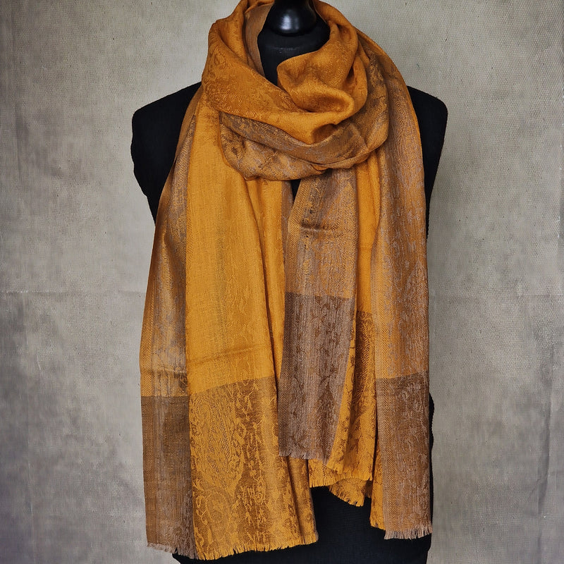 Bright Paisley Weave Pashmina Kashmiri Scarf - Clematis Yellow