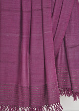 Orchid Purple Yak Wool Stole – Handwoven Raw Border Tassel Wrap