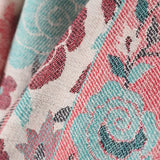 Pink and Teal Rose Motif Kani-Style White Stole – Silk Modal Blend