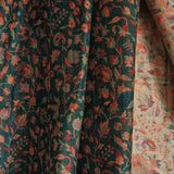 Floral Reversible Kani-Style Pashmina Wool Shawl – Dark Green & Beige