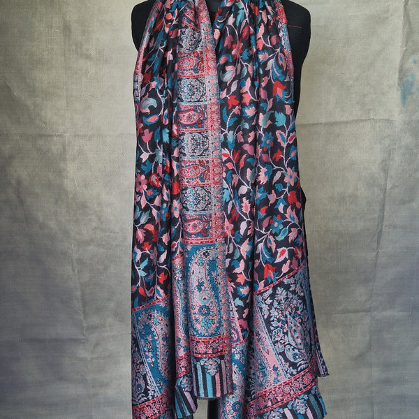 Authentic Luxury Soft Kashmir Kani Weave Pashminas - Adeline Black