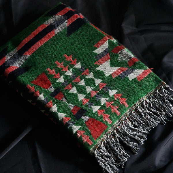 Serenity Tibet Yak Wool Shawl Himalayan Blanket Scarf - Emerald Green - Baga Ethnik Living