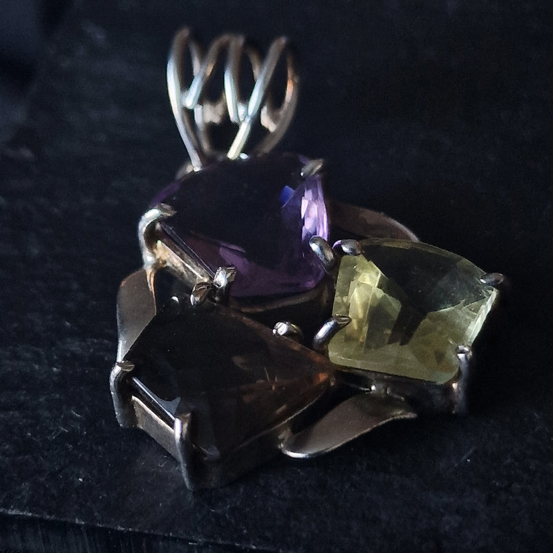Stunning Citrine and Amethyst Pendant in 925 Sterling Silver