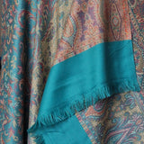 Royal Jamawar Men’s Shawl – Turquoise Blue, Kani Style