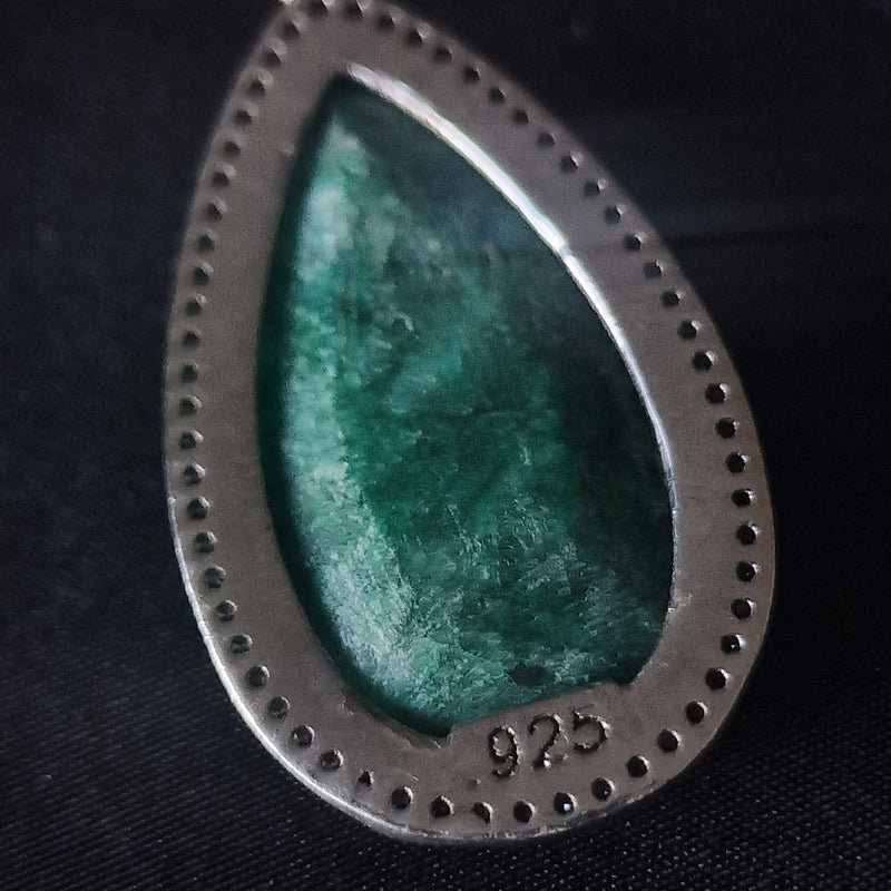 Raw Natural Emerald Gemstone Silver Sterling Pendant