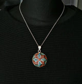 Coral Turquoise Inlay 925 Silver Sterling Pendant - Baga Ethnik Living Default Title Pendants