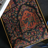 Black Kani Pashmina Blend Wool Shawl - Handwoven Mughal Scene
