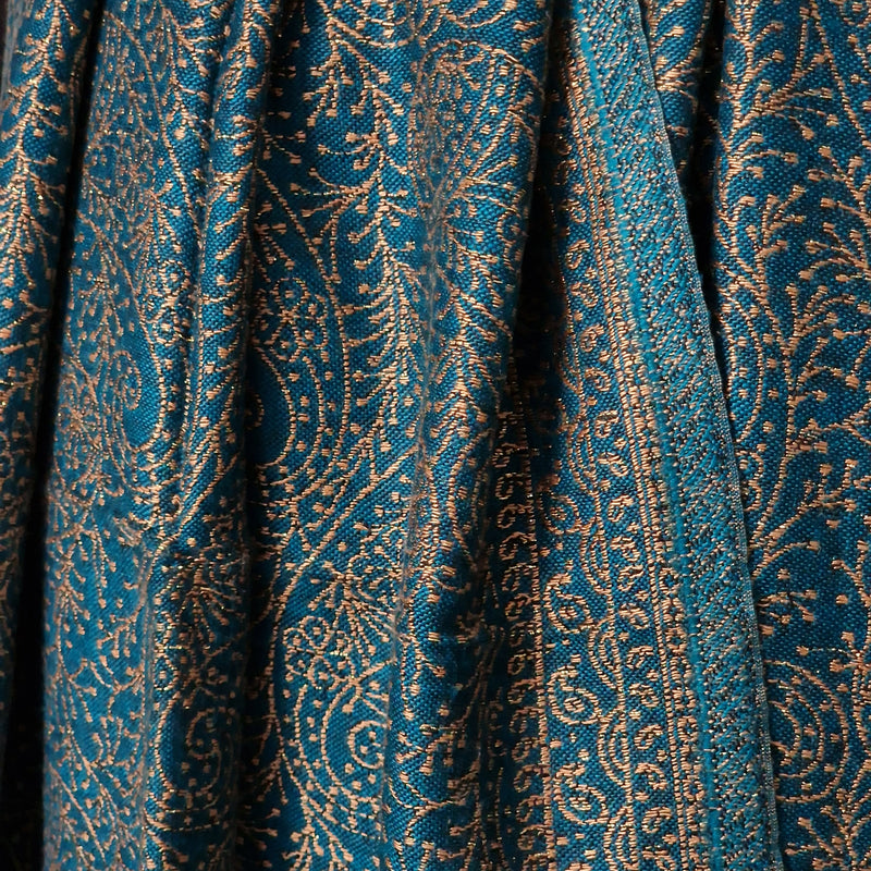 Blue-Teal Pure Wool Stole – Silver Zari Woven Style