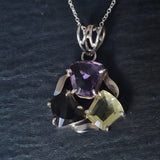 Stunning Citrine and Amethyst Pendant in 925 Sterling Silver