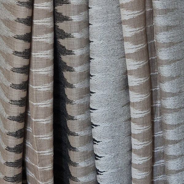 Fine Wool Handwoven Ikat Kashmiri Pashmina Stole – Black Pearl - Baga Ethnik Living Default Title Accessories:Scarves & Wraps