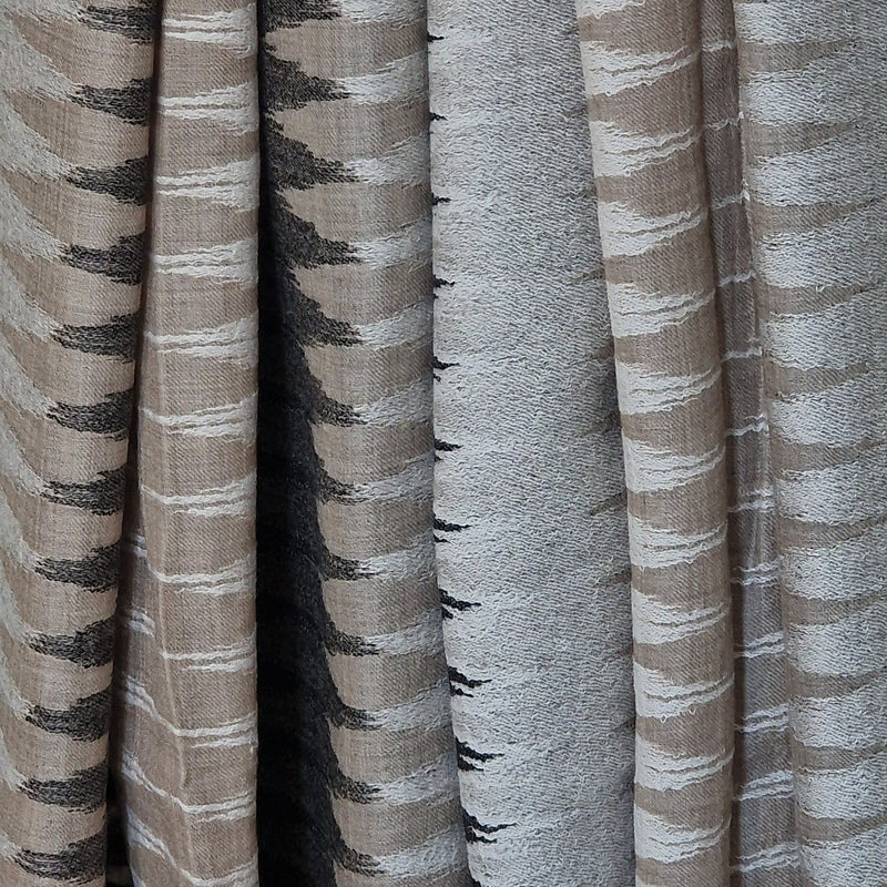 Fine Wool Handwoven Ikat Kashmiri Pashmina Stole – Black Pearl - Baga Ethnik Living Default Title Accessories:Scarves & Wraps