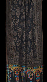 Kashida Vintage Kani Weaved Palla Shawl – Warm, Soft, and Timeless in Black