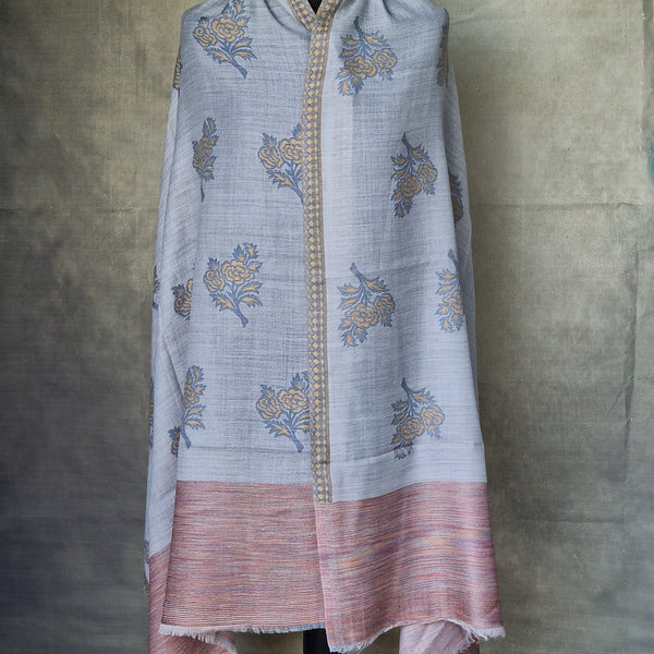 The Ultimate Choice in Luxury Soft Kashmir Kani White Pashmina Stoles - Azalea