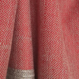 Coral Red Yak Wool Stole – Woven by Hand, Edged in Raw Wool