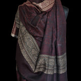 Pure Wool Self-Striped Shawl with Border Design – Warm, Soft & Elegant in deep maroon