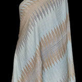 Ikat Fine Wool Pashmina Soft Brown and Teal Scarf – Dusty Lucite - Baga Ethnik Living Default Title Accessories:Scarves & Wraps
