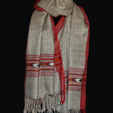 Himalayan Kullu Border Yak Wool Stole – Cream Beige