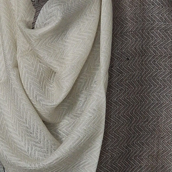 Luxurious Natural Pashminas Soft Kashmir Stole - Ivory White - Baga Ethnik Living Default Title Accessories:Scarves & Wraps