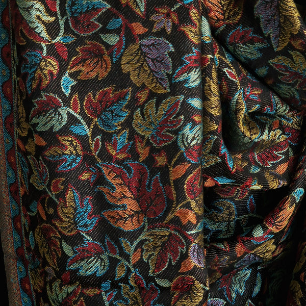Chinar Kashmiri Silk Blend Pashmina Shawl – Multicolor Weave in Vintage Black
