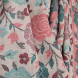 Pink and Teal Rose Motif Kani-Style White Stole – Silk Modal Blend