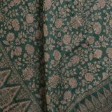 Classic Cream and Green Zari Floral Reversible Shawl – Luxury Pashmina Wool Wrap