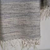 Pearly Grey Yak Wool Stole – Handwoven Raw Border Tassel Wrap