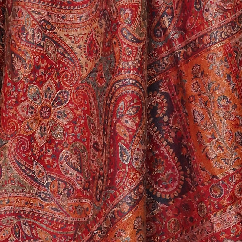 Bloom Jaal Paisley Pashmina Kani-Style Weaved Shawl – Scarlet Red