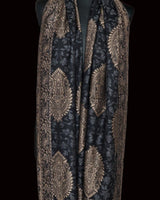 Black Kani Woven Stole – Luxury Fine Wool, Timeless Paisley Elegance