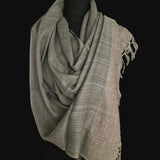Soft Sage Green Yak Wool Stole – Woven by Hand, Edged in Raw Wool