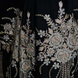 Handmade Bunch Flower Embroidery Black Pashmina Stole