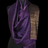 Twilight Collection Shawl – Purple & Gold Radiance, Handwoven Splendor