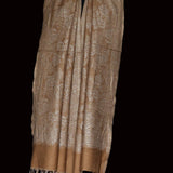 Pale Orange Pure Wool Stole – Silver Zari Woven Style