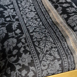 Fine Wool Jamawar Reversible Shawl – Iridium Black & White Floral Luxury Wrap