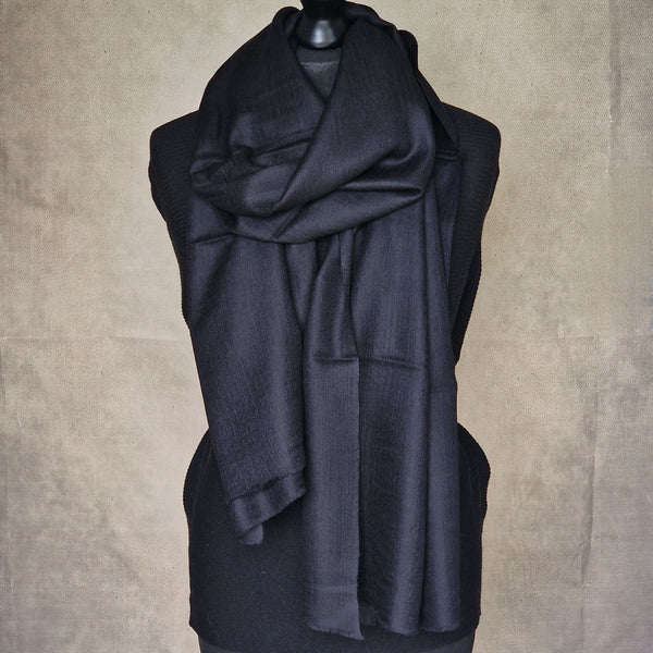 Authentic Diamond Weave Pashmina Scarf - Rich Black