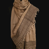Sepia Brown Yak Wool Stole – Woven by Hand, Edged in Raw Wool