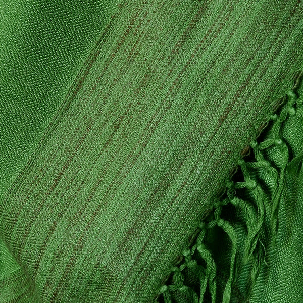 Green Handspun Yak Wool Stole – Fine Weave, Raw Edge, Pure Craft - Baga Ethnik Living Default Title Accessories:Scarves & Wraps